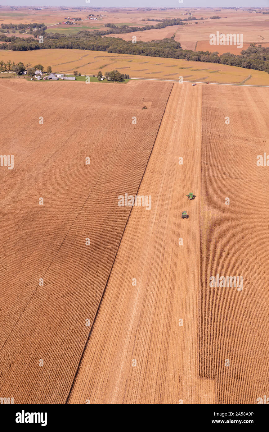 Aerial photograph of rural farmland in Mills County, Iowa, USA Stock