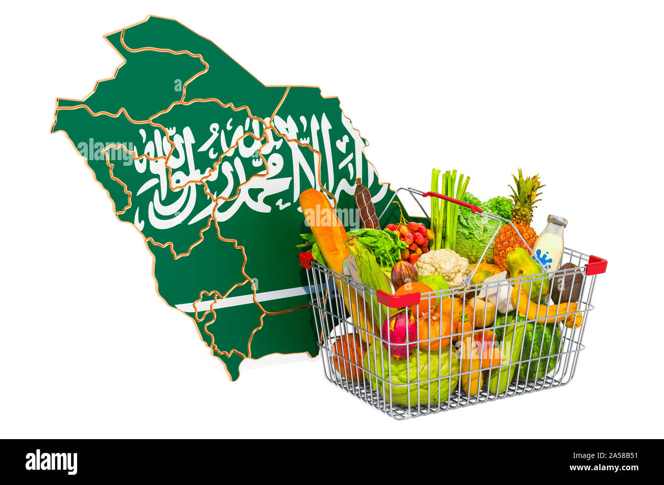 Purchasing power and market basket in Saudi Arabia concept. Shopping