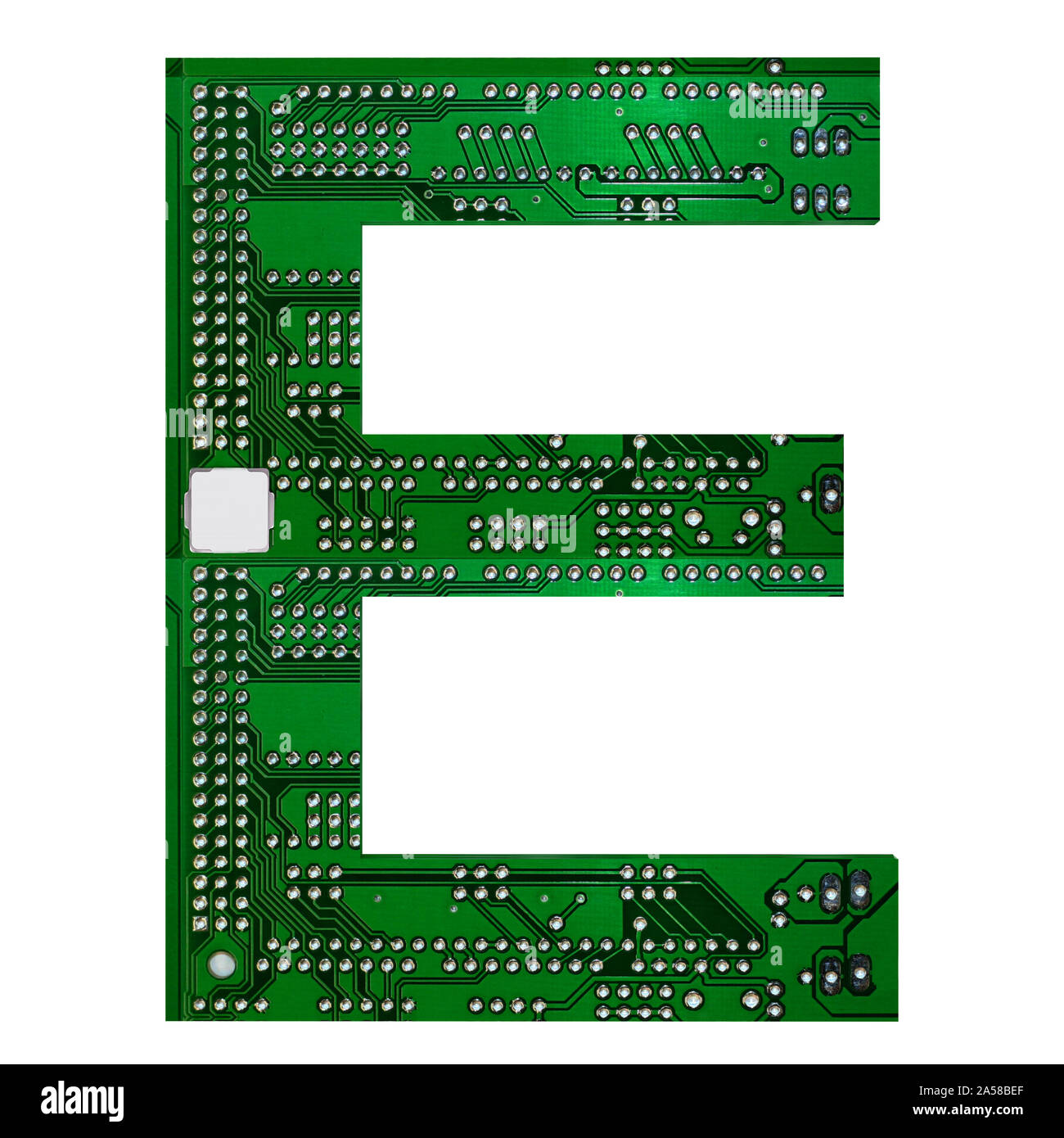 Letter E, Alphabet in circuit board style. Digital hi-tech letter ...