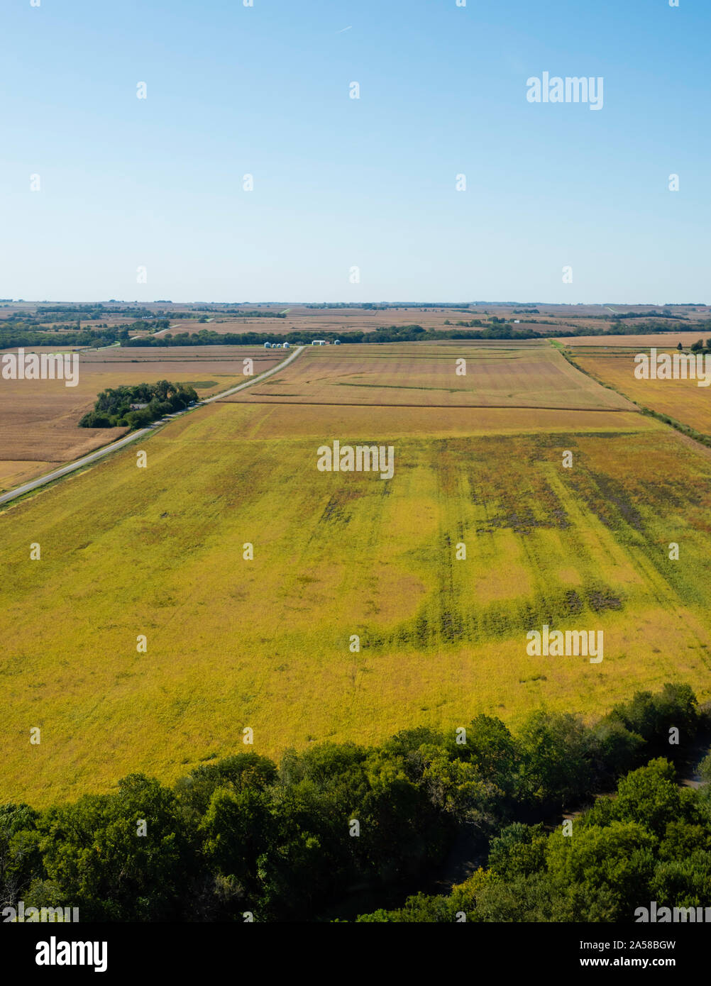 Aerial photograph of rural farmland in Mills County, Iowa, USA Stock