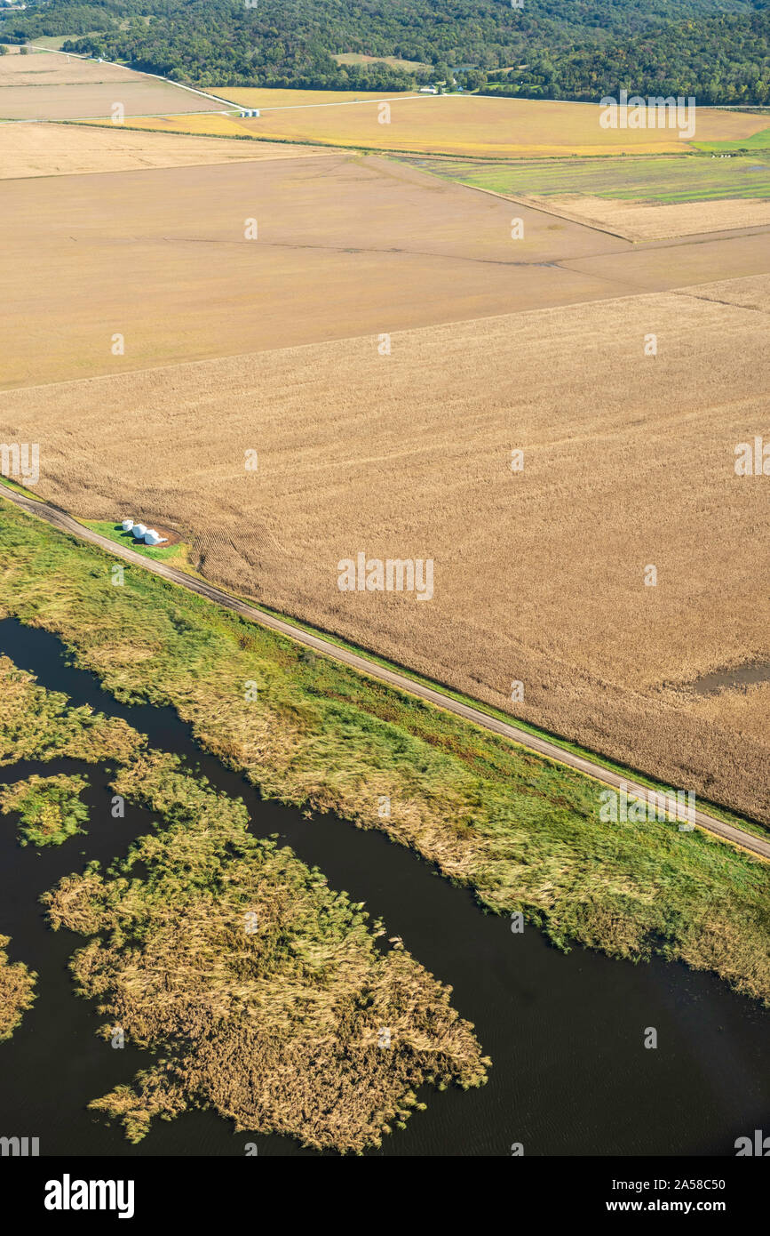 Aerial photograph of rural farmland in Mills County, Iowa, USA Stock