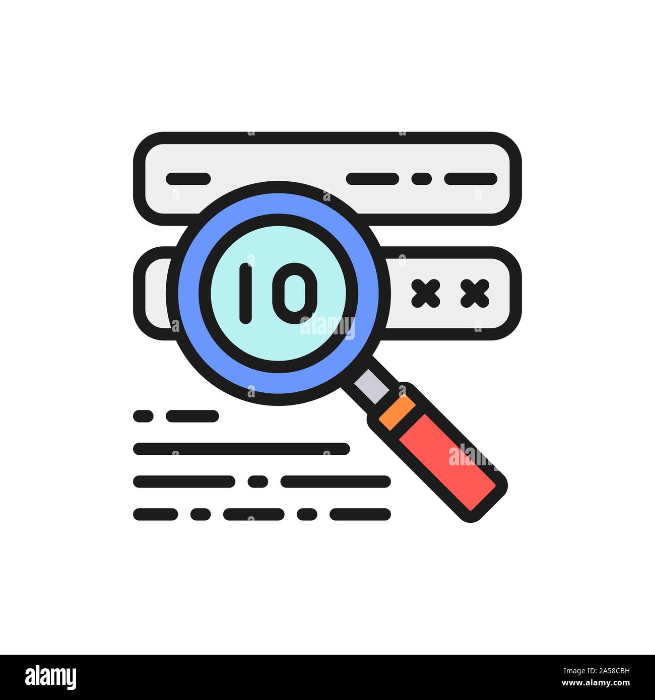 Password check, virus scan flat color line icon. Stock Vector
