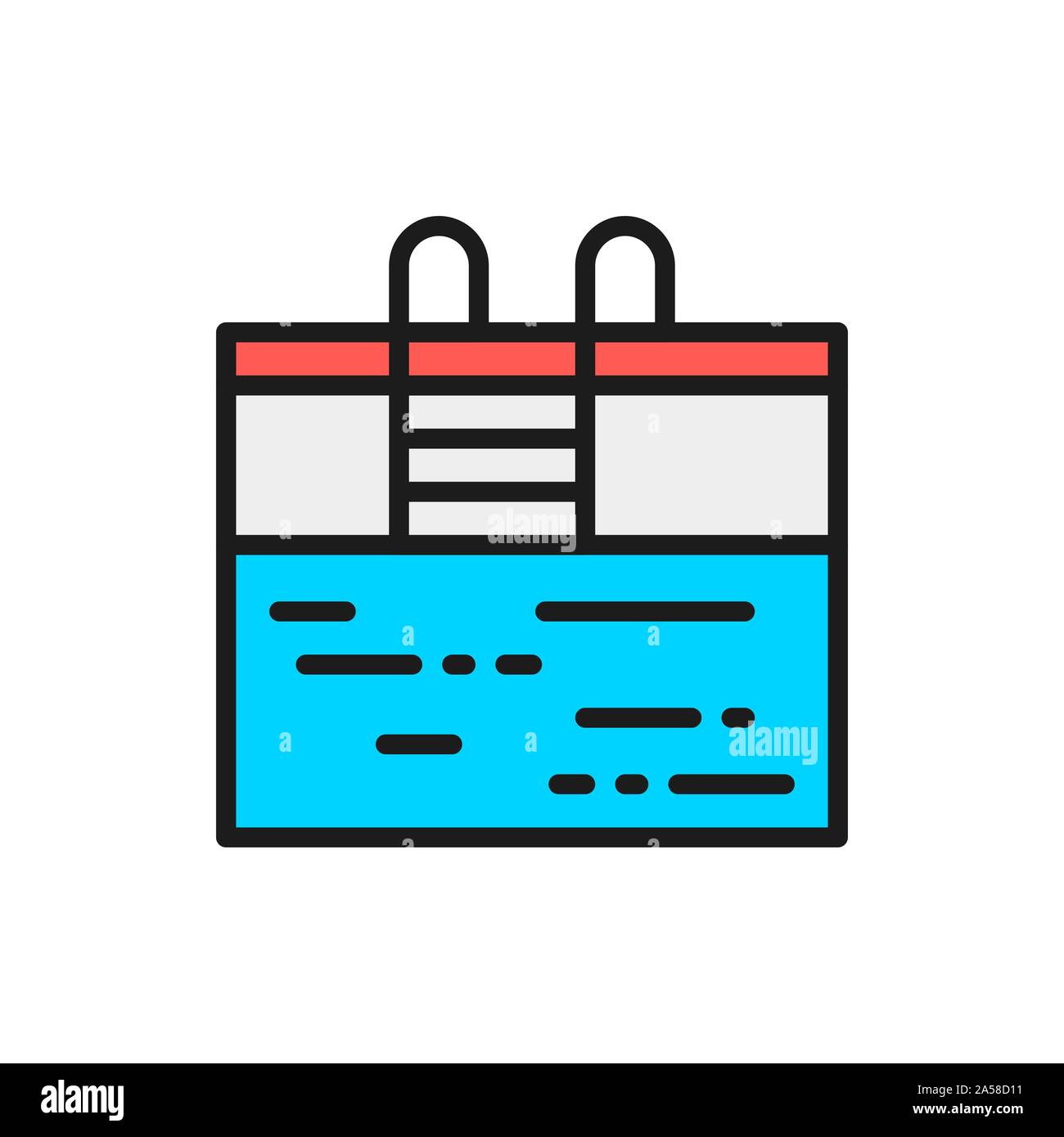 Vector swimming pool flat color line icon. Stock Vector