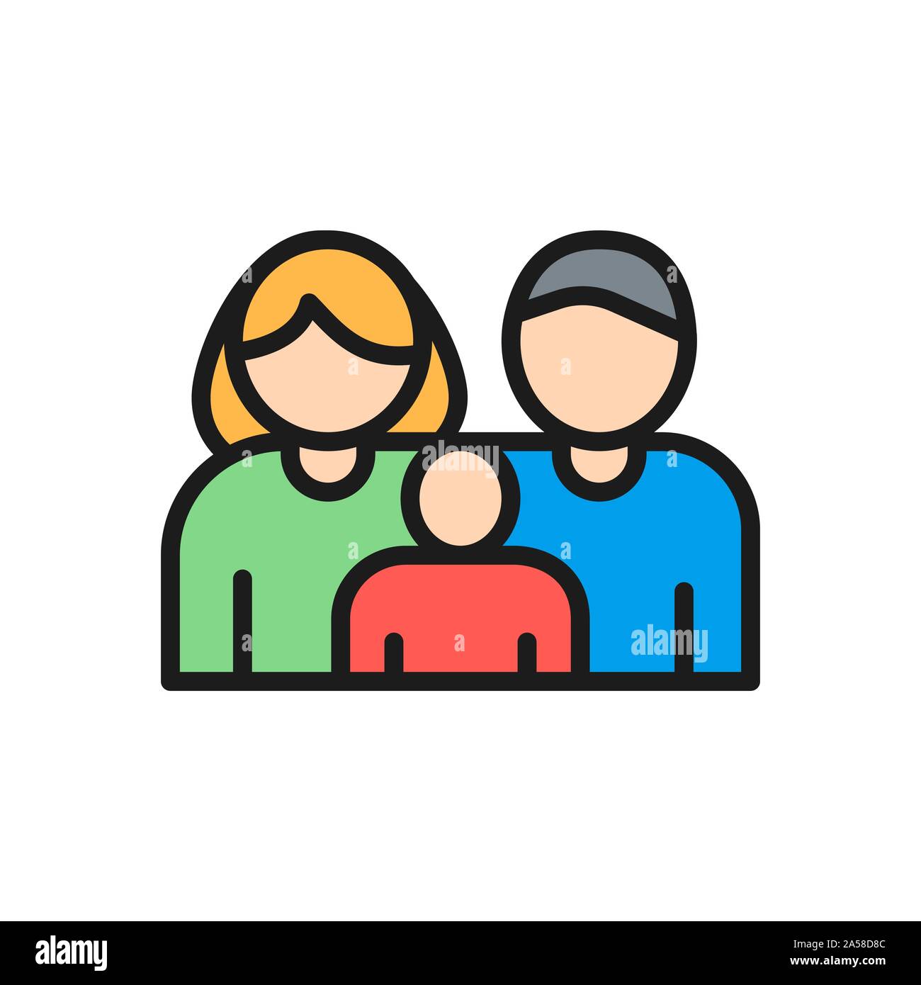 Family, mother, father, child flat color line icon Stock Vector Image ...