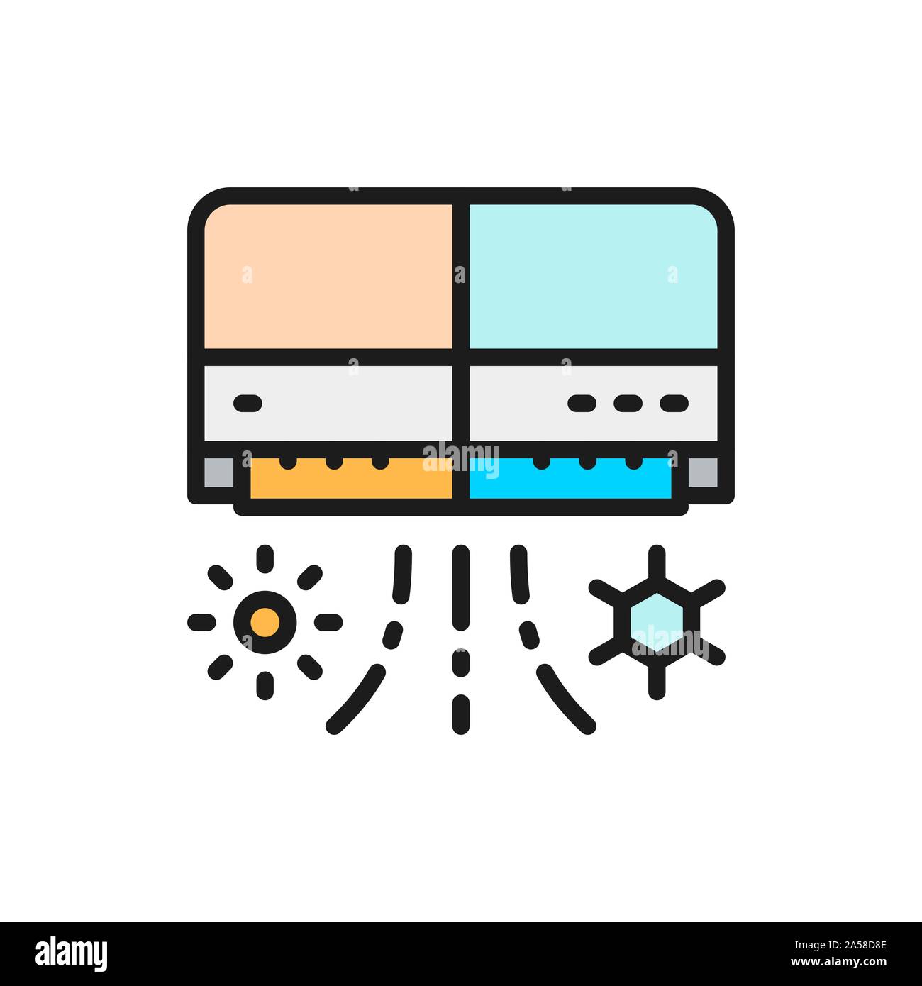 Vector air conditioner flat color line icon. Stock Vector
