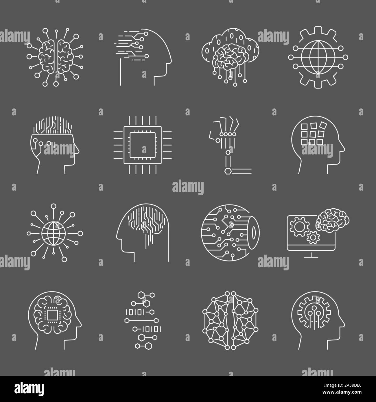 AI vector icons. Editable Stroke. Vector Illustration. EPS 10. Stock Vector