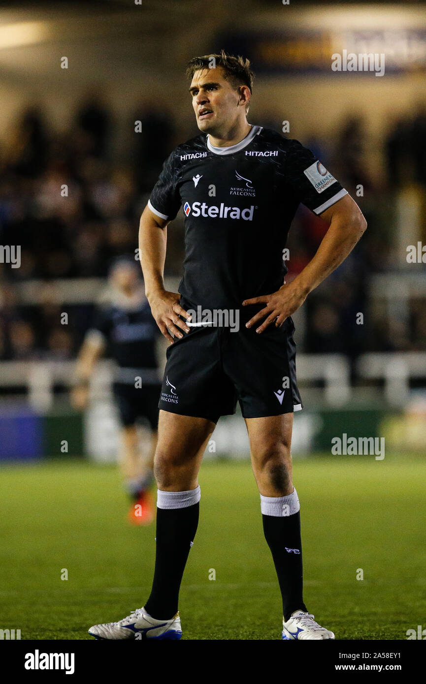 Newcastle, UK. 15th Sep, 2019. NEWCASTLE UPON TYNE, ENGLAND OCTOBER 18TH Toby Flood of Newcastle Falcons during the Greene King IPA Championship match between Newcastle Falcons and Hartpury College at Kingston Park, Newcastle on Friday 18th October 2019. (Credit: Chris Lishman | MI News) Editorial Use Only Credit: MI News & Sport /Alamy Live News Stock Photo