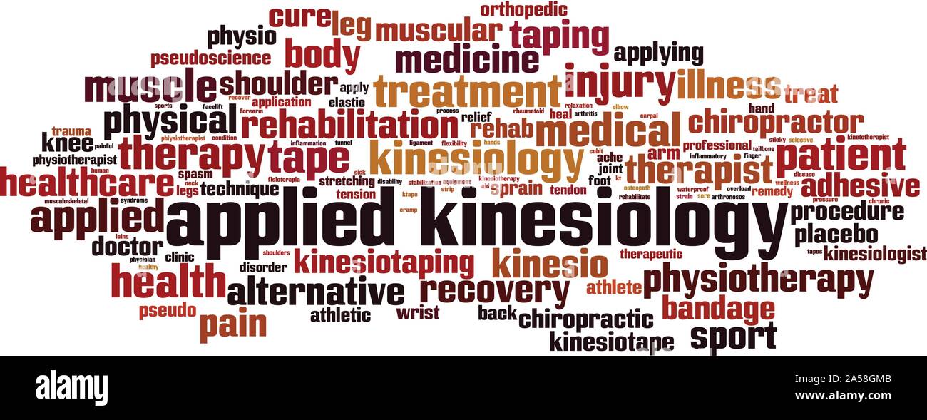 Applied kinesiology word cloud concept. Collage made of words about applied kinesiology. Vector