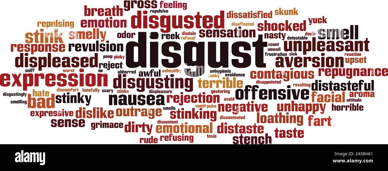 Disgust word cloud concept. Collage made of words about disgust. Vector illustration Stock Vector
