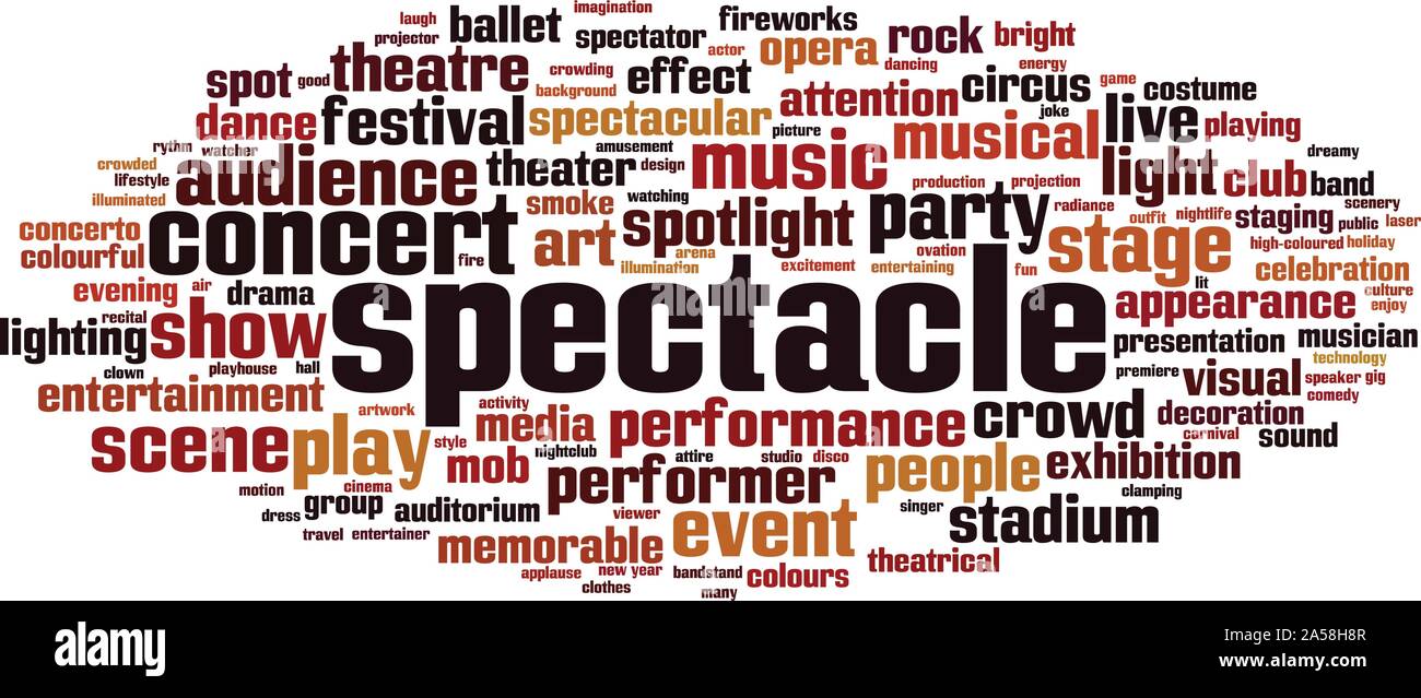Spectacle word cloud concept. Collage made of words about spectacle. Vector illustration Stock Vector