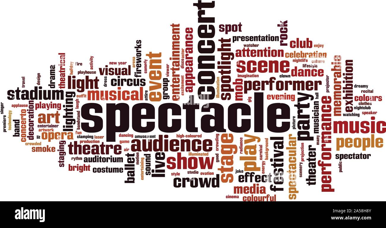 Spectacle word cloud concept. Collage made of words about spectacle. Vector illustration Stock Vector