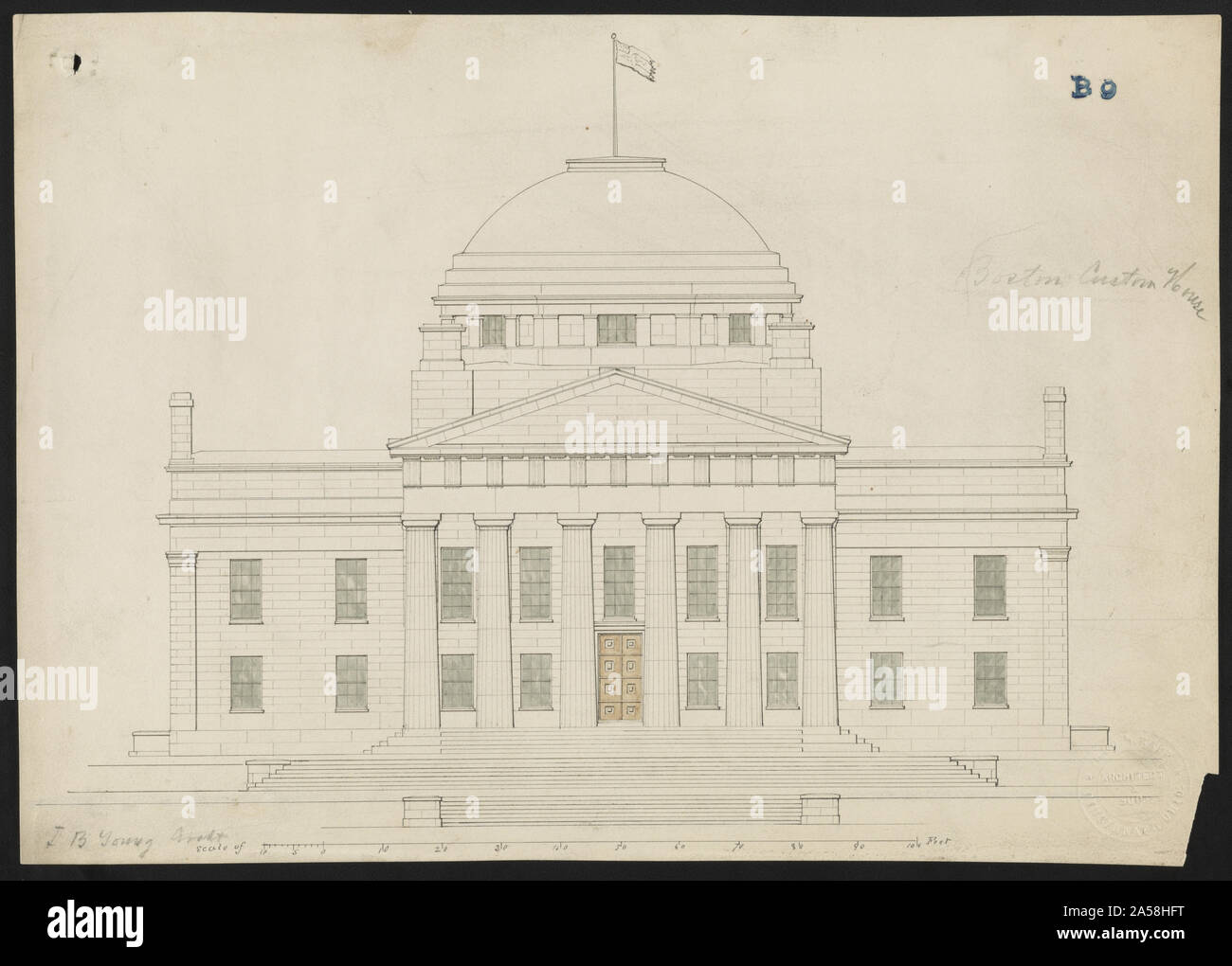 U.S. custom house, Boston, Massachusetts. Elevation Stock Photo Alamy
