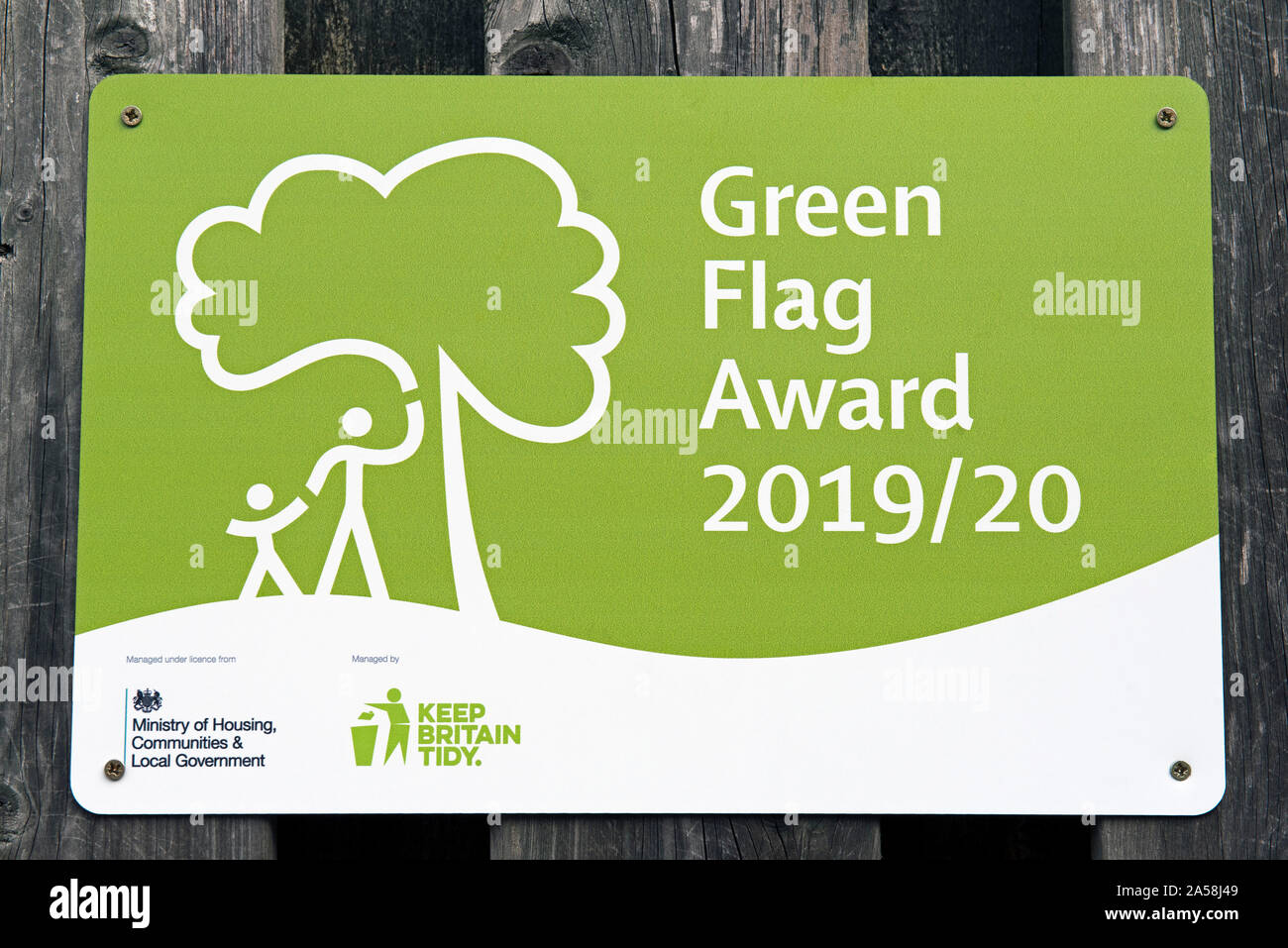 Green Flag Award sign Stock Photo