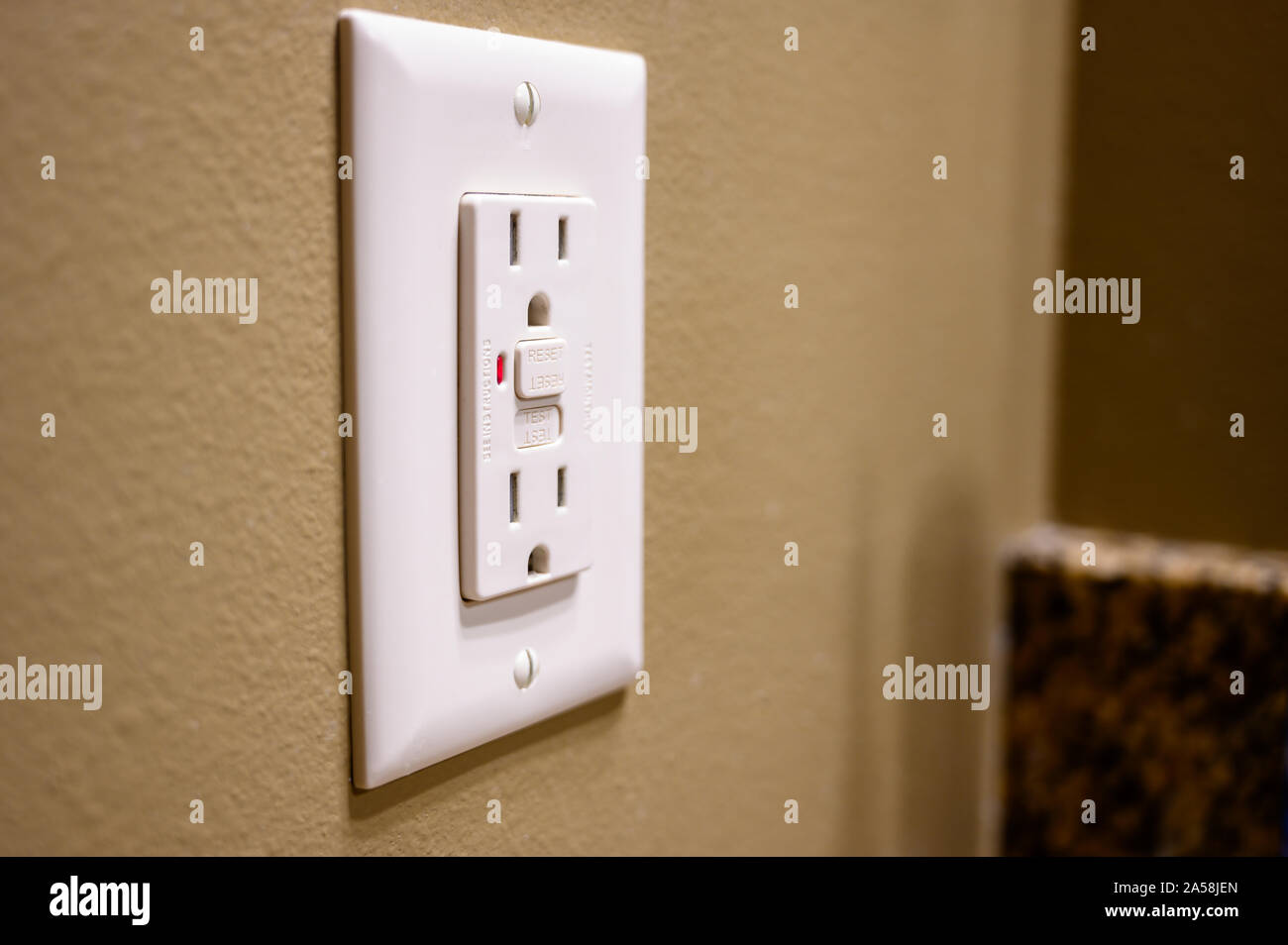 Tripped Ground Fault Interrupter Outlet Stock Photo Alamy