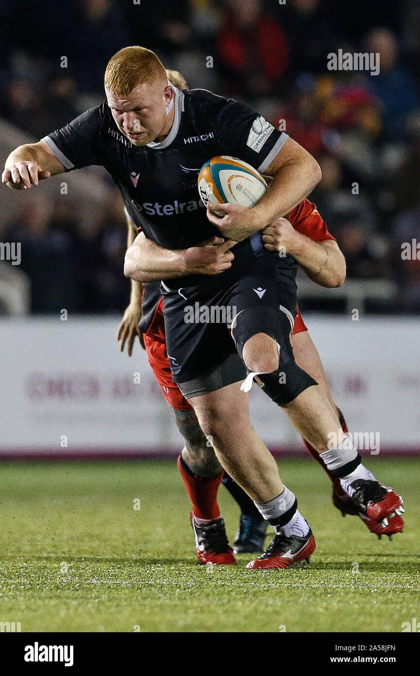 Newcastle, UK. 15th Sep, 2019. NEWCASTLE UPON TYNE, ENGLAND OCTOBER 18TH Trevor Davison of Newcastle Falcons in action during the Greene King IPA Championship match between Newcastle Falcons and Hartpury College at Kingston Park, Newcastle on Friday 18th October 2019. (Credit: Chris Lishman | MI News) Editorial Use Only Credit: MI News & Sport /Alamy Live News Stock Photo