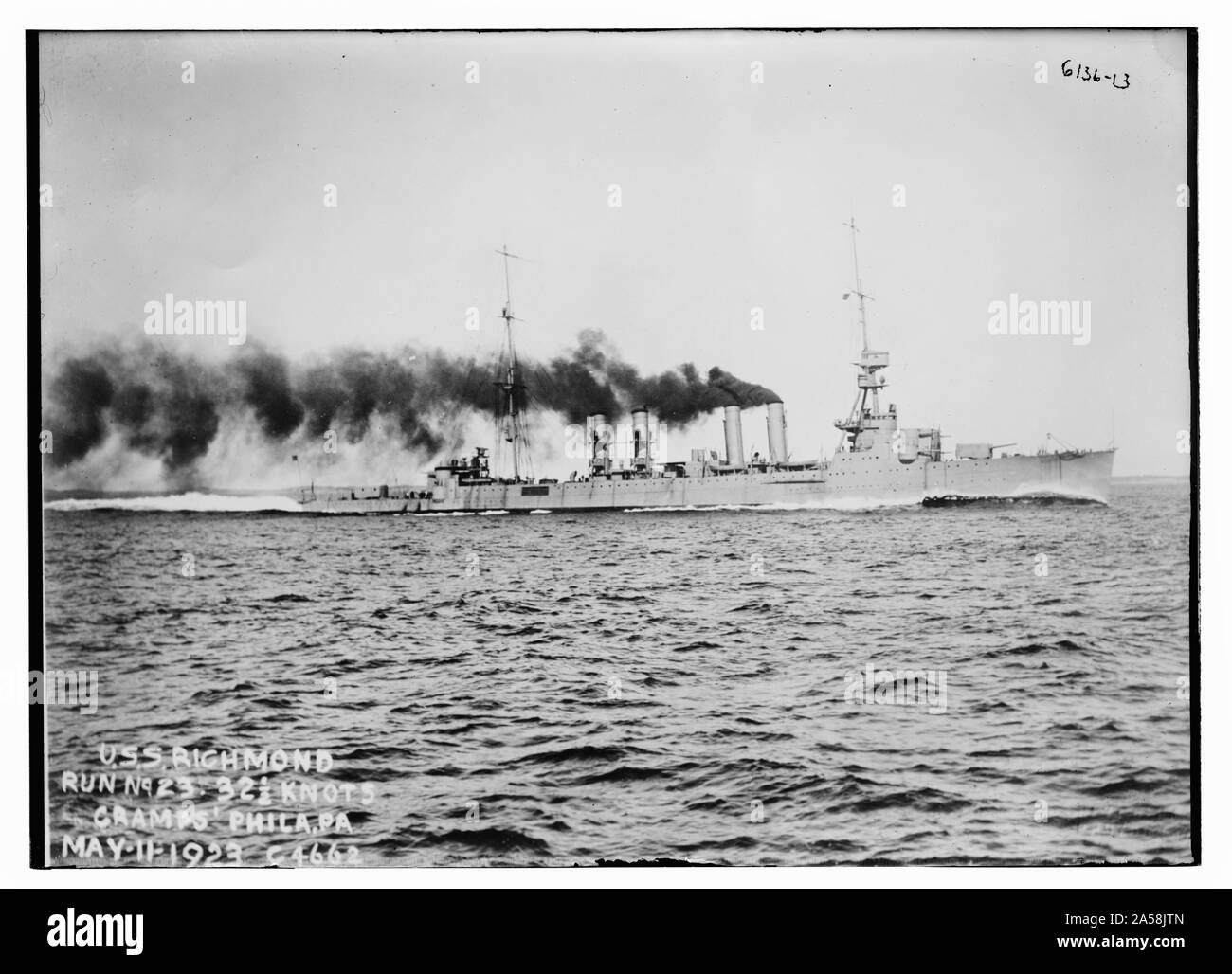 USS RICHMOND Run no. 23, 32 1/2 knots Cramps, Phila, PA, May 11, 1923 Stock Photo