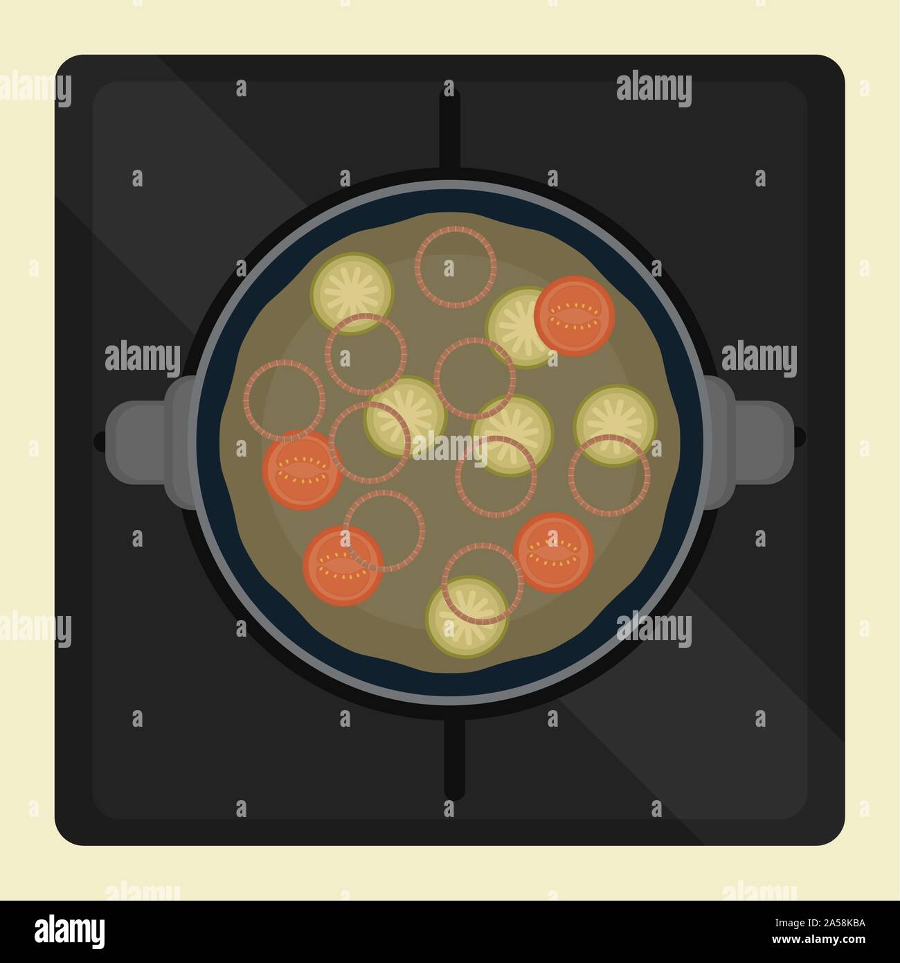 Soup in a pot. Food preparation - Vector illustration Stock Vector ...