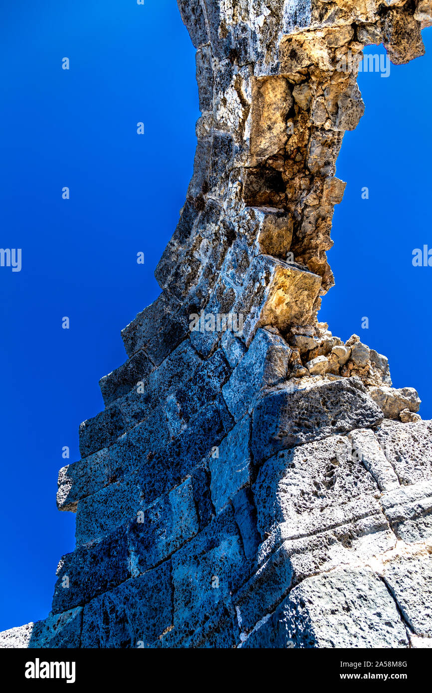 Byzantine ruins on Karacaören Island, Turkish Riviera, Turkey Stock Photo