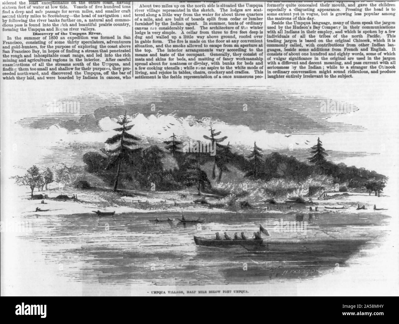 Umpqua Village, half mile below Fort Umpqua Stock Photo Alamy