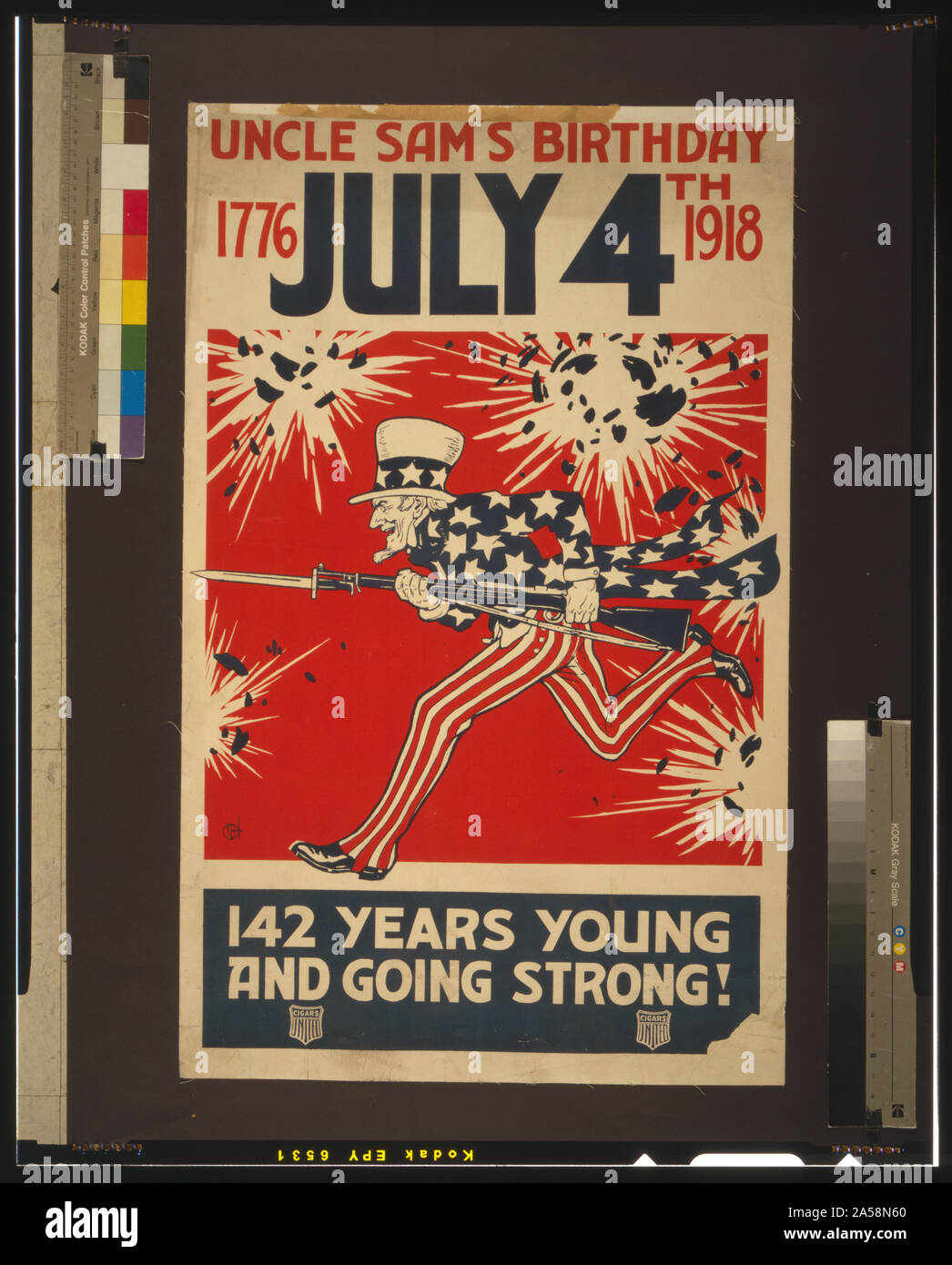 新品未開封 UNCLE SAM 赤 激レア Uncle sams birthday 1776 july 4th 1918 hi-res stock