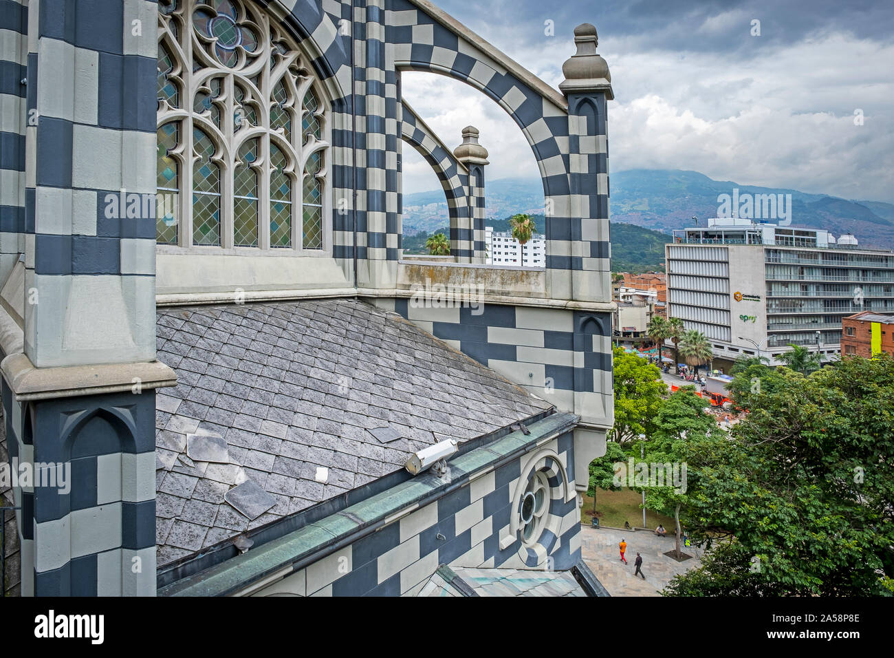 Citylandscape ad dome of Palacio de la cultura, Rafael Uribe Uribe, Palace of Culture, Medellín, Colombia Stock Photo