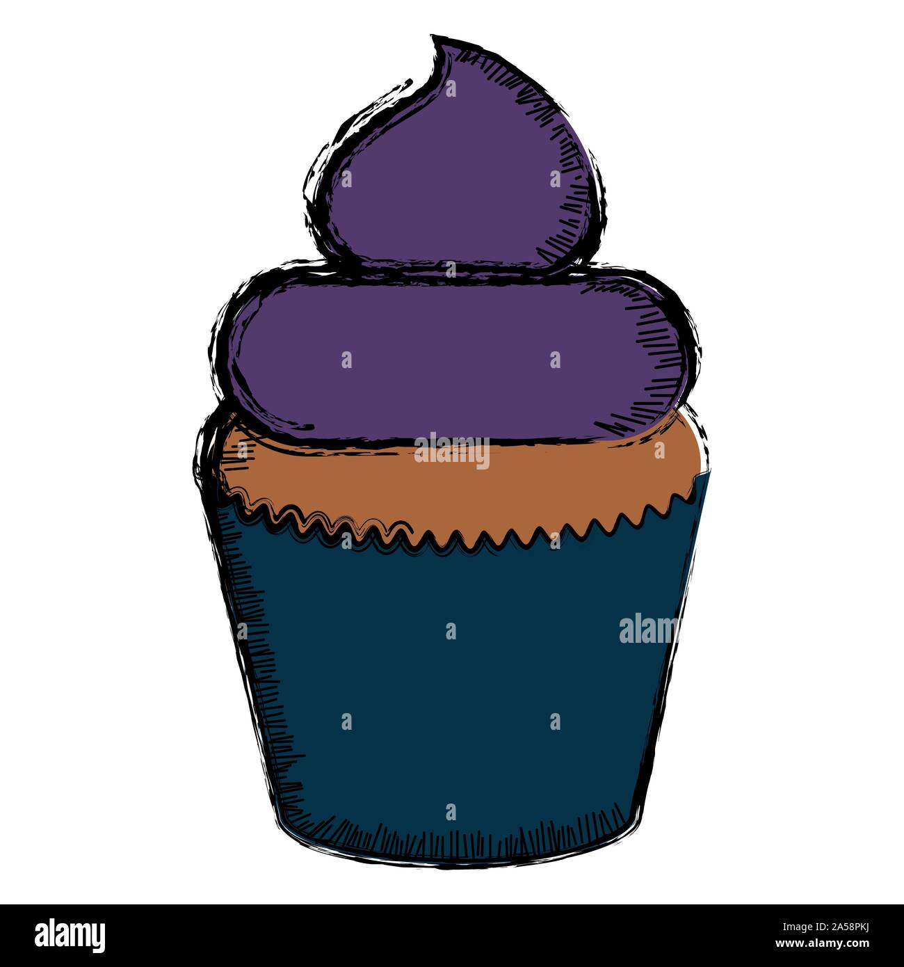 Colored sketch of a cupcake - Vector illustration Stock Vector Image ...