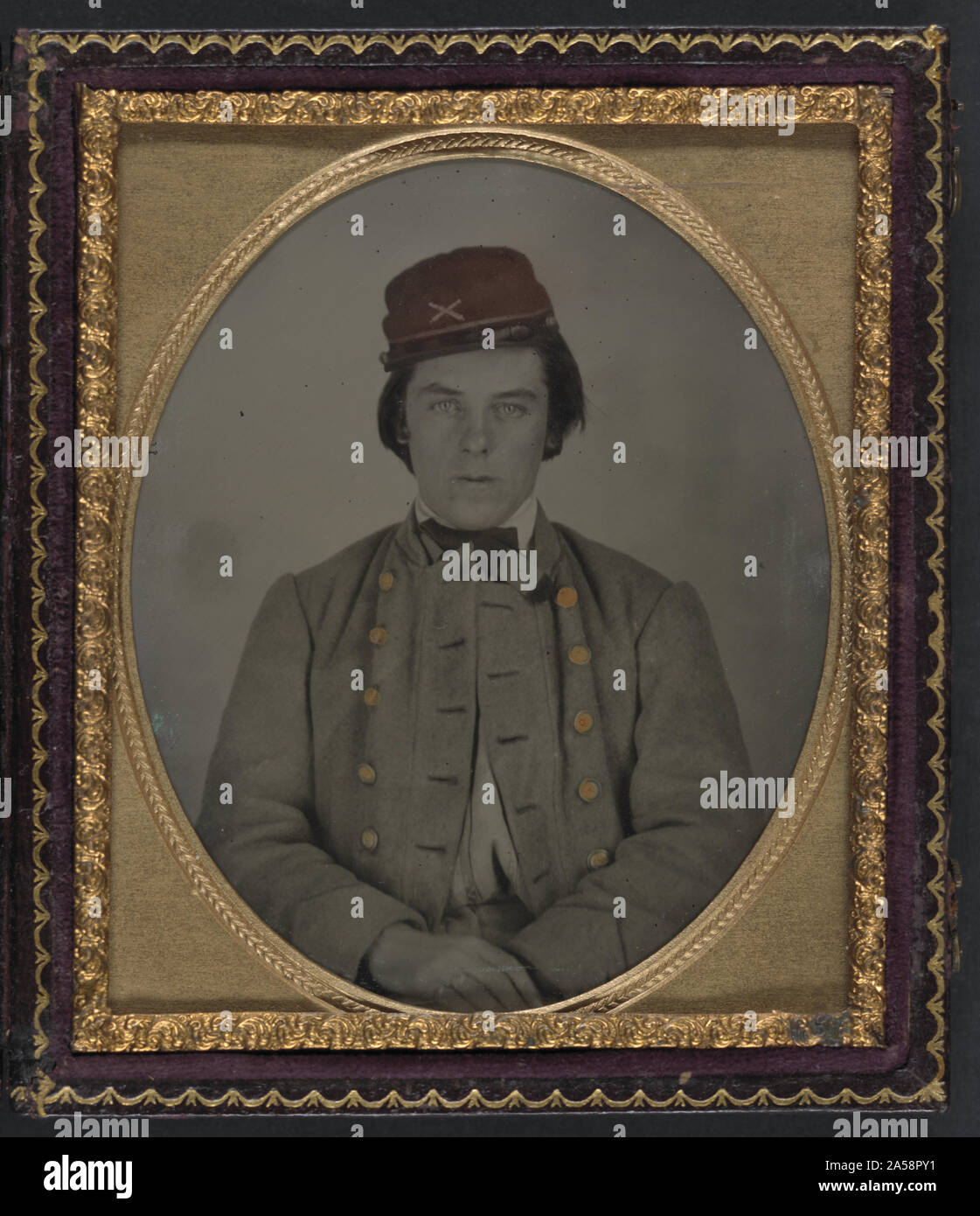 Confederate uniform and kepi hat Stock 