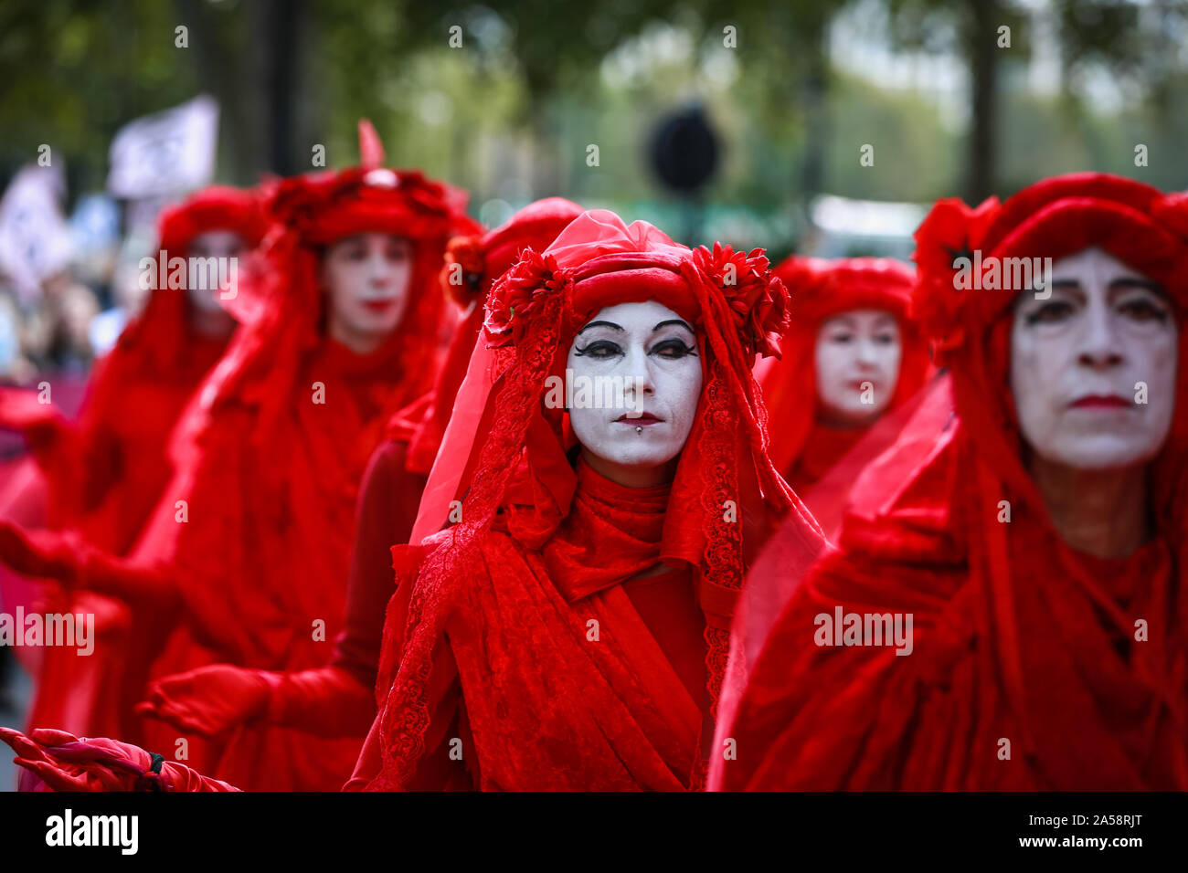 London, UK, 18 Oct 2019.  Extinction Rebellion, Red Rebel Brigade - protest. Credit: Waldemar Sikora Stock Photo