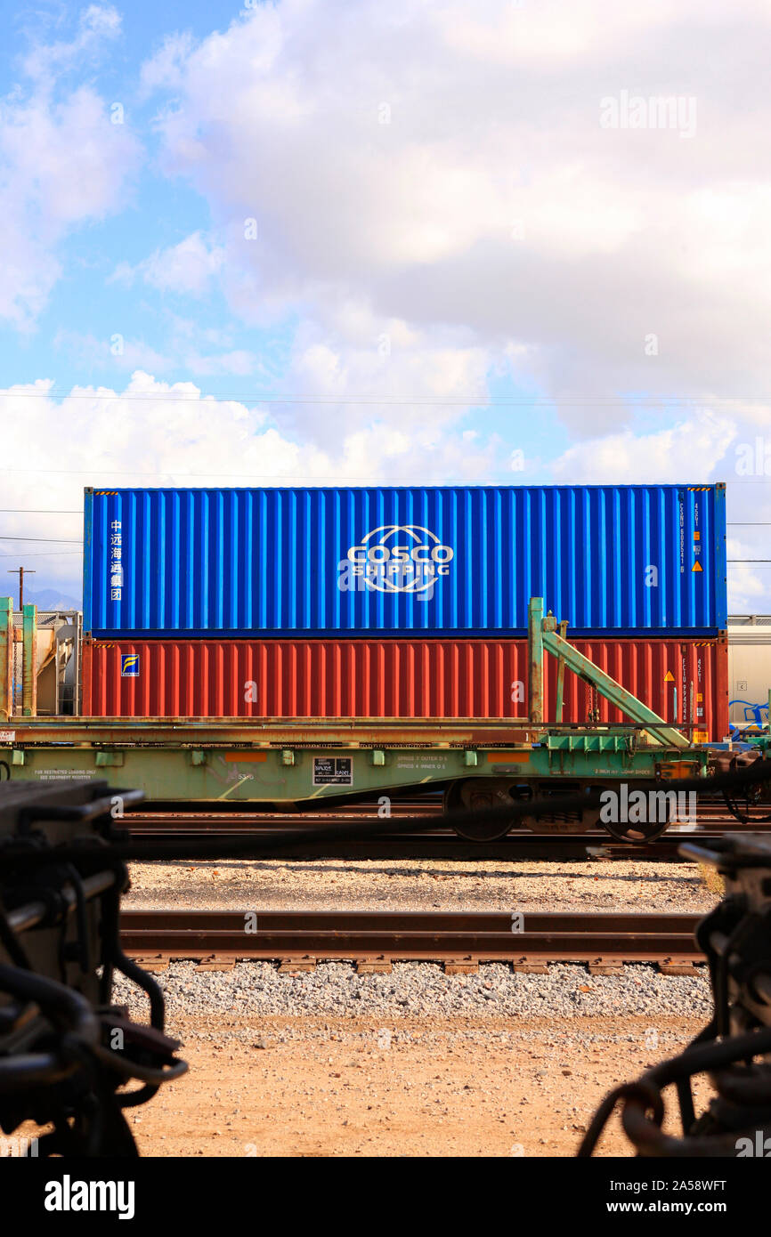 Cosco Shipping container at the Tucson railroad freight depot in Arizona USA Stock Photo Alamy