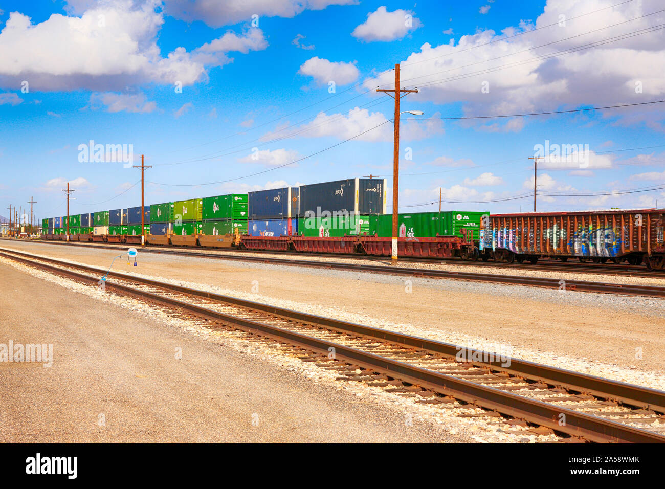 Shipping containers at the Tucson railroad freight depot in Arizona USA Stock Photo Alamy