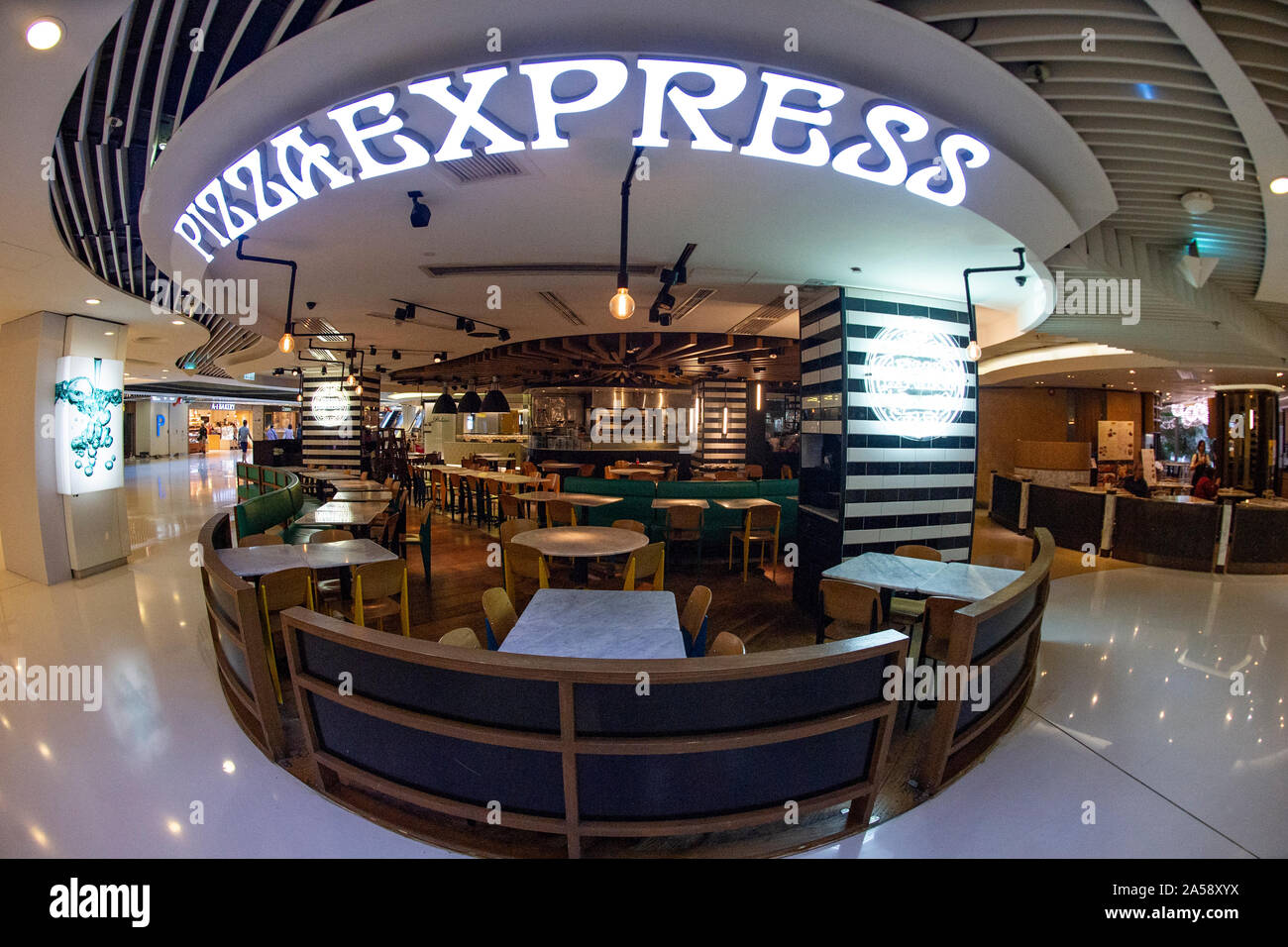 An empty pizza express restaurant in Hong Kong Stock Photo