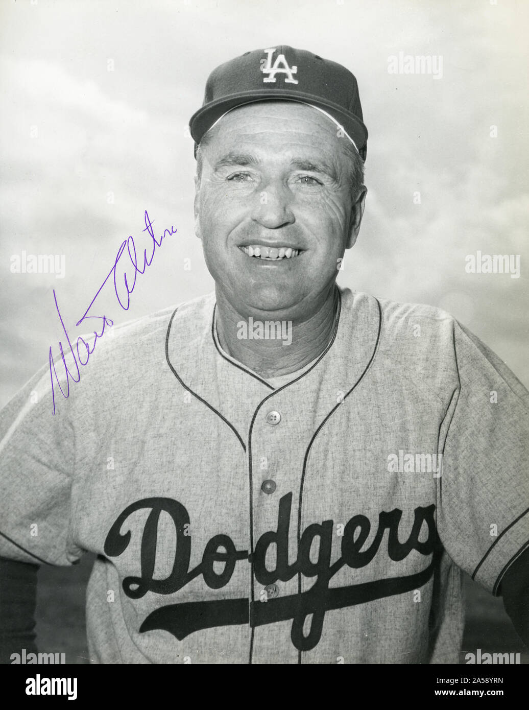 Walt Alston was the manager of the Brooklyn and Los Angeles Dodgers and was elected to the National Baseball Hall of Fame. Stock Photo