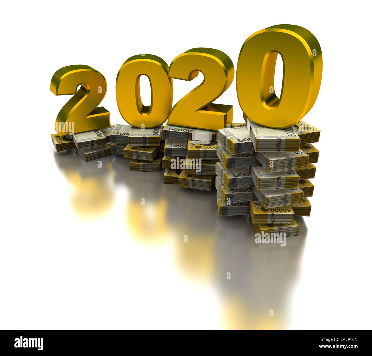 Growing South Korea Economy 2020 (isolated on white background) Stock Photo