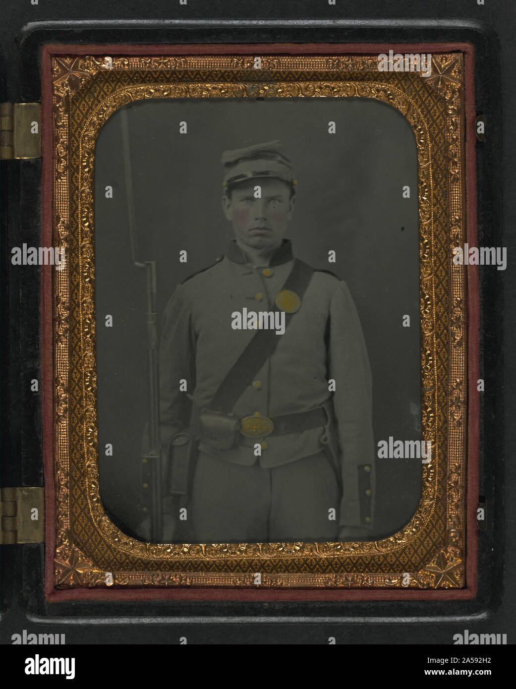 Union Shell Unidentified young soldier in Union shell jacket and forage cap with ...