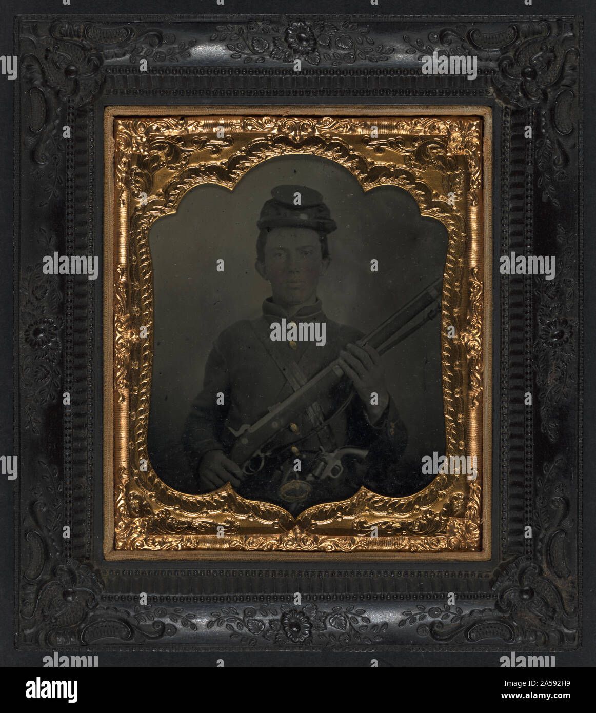 Union Shell Unidentified young soldier in Union shell jacket and forage cap with ...