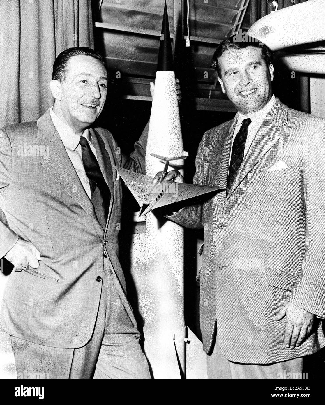 Wernher von Braun and Walt Disney ca. 1954 Stock Photo