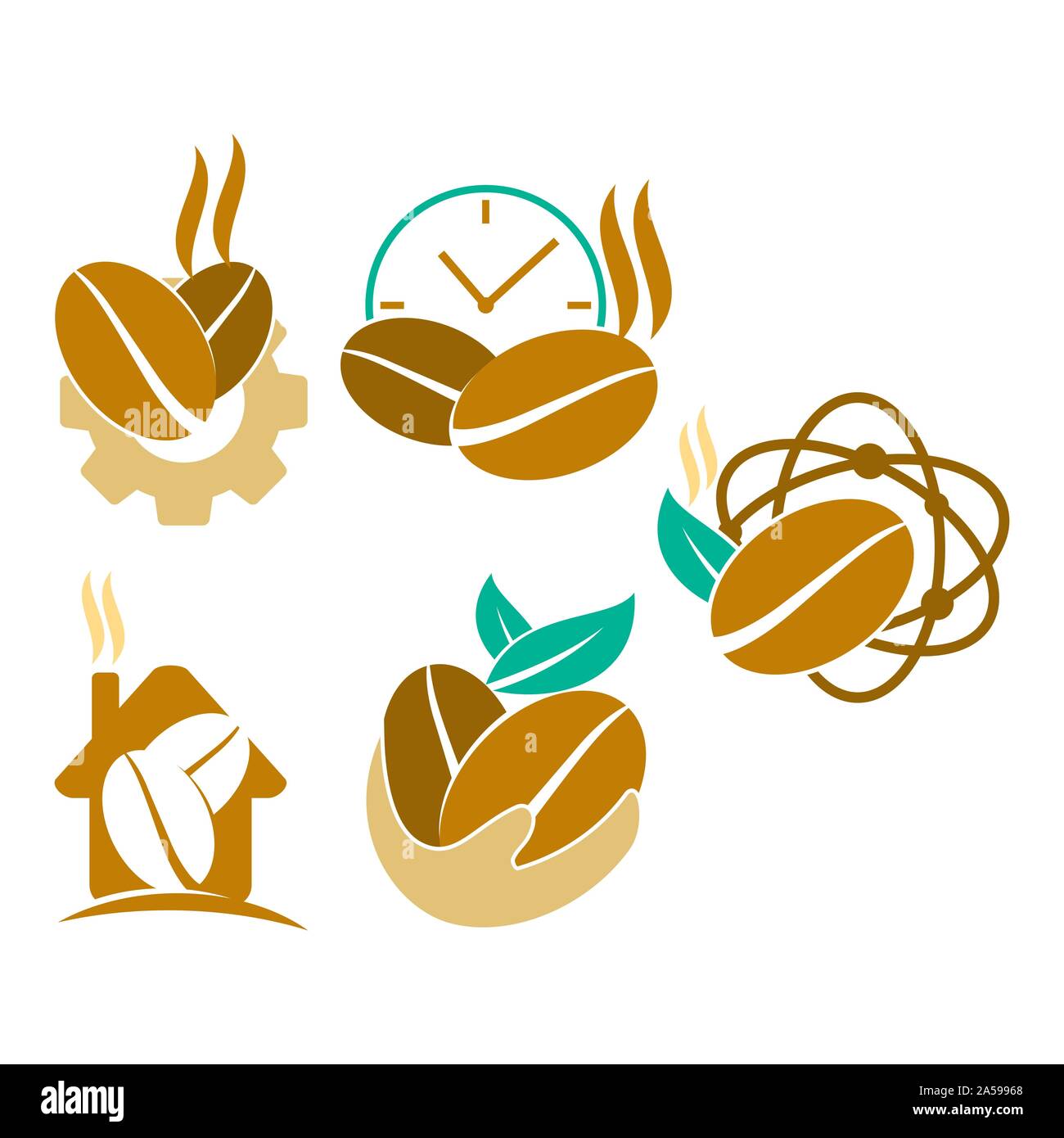 Coffee Logo Template Vector Icon Illustration Design Set Stock Vector