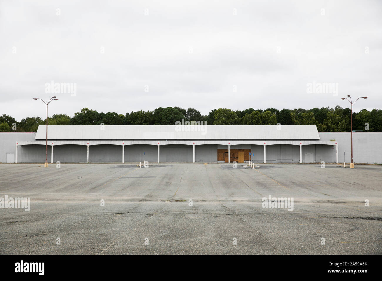 The facade of a closed Kmart retail store location in Newport News, Virginia on September 13