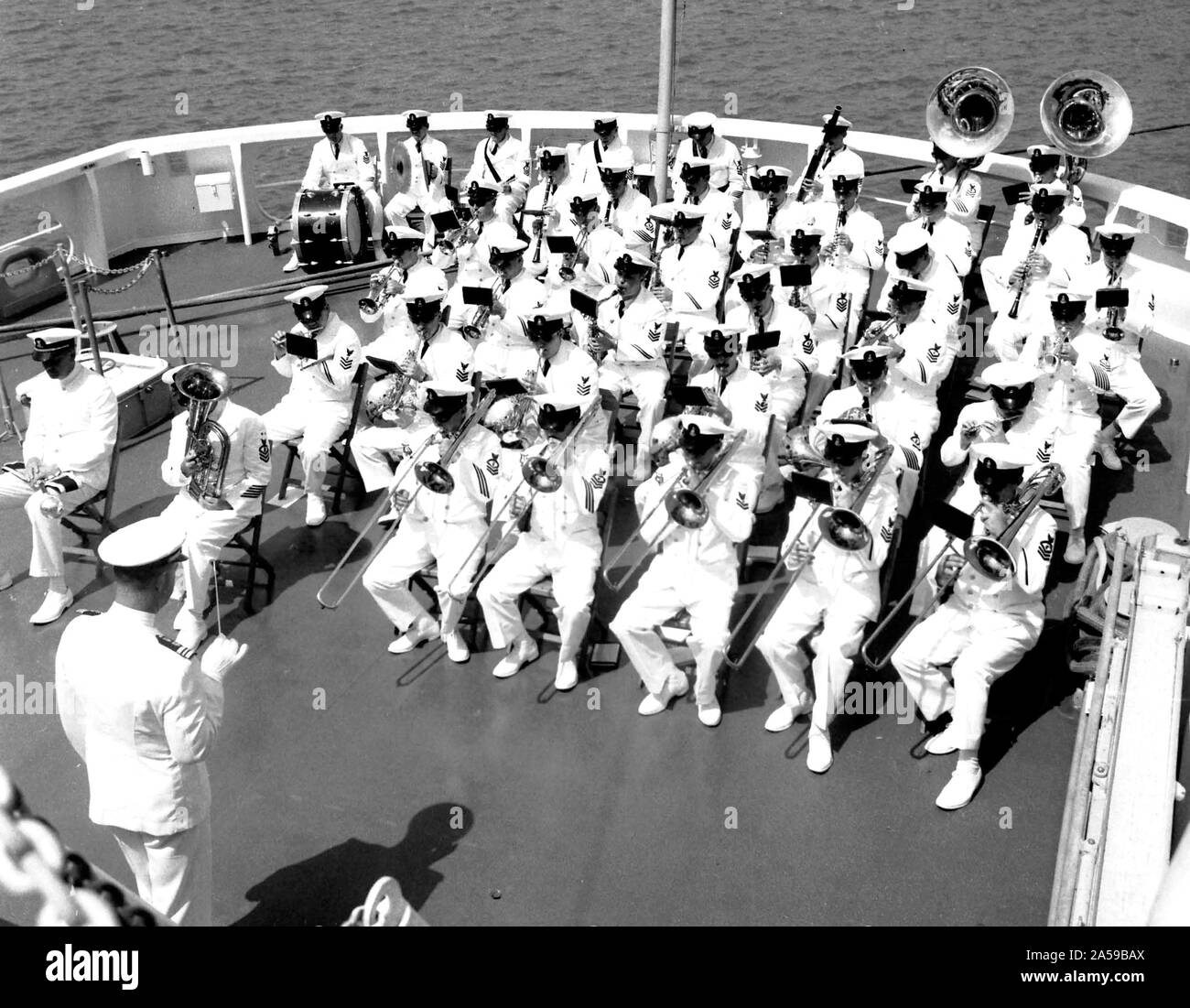 Admiral Chester R. Bender, Change of Command Ceremony June 1, 1970 aboard the USCGC Gallatin at the US Navy Yard. Stock Photo