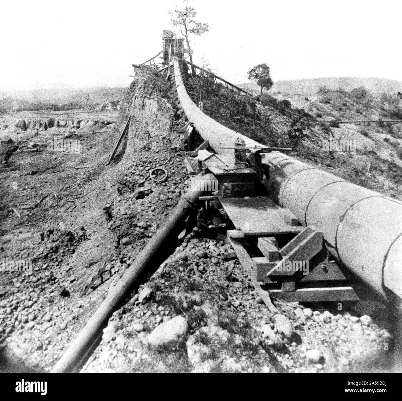 California History Hydraulic MiningThe Pipe and Tank ca. 1866 Stock