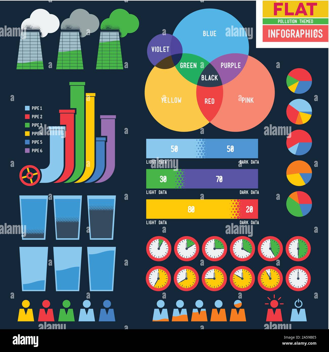 Flat infographic icons with pipes Stock Vector Image & Art - Alamy