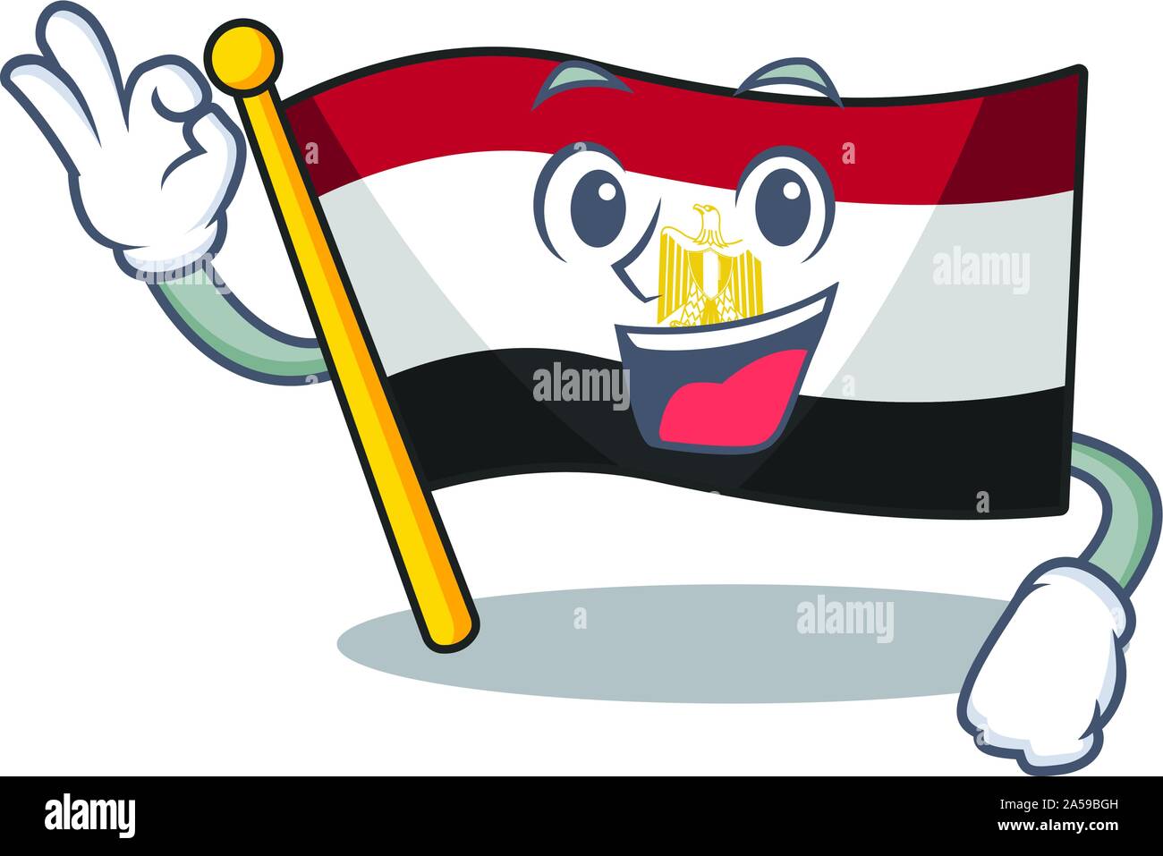 Okay flag egyptian flown on cartoon pole Stock Vector