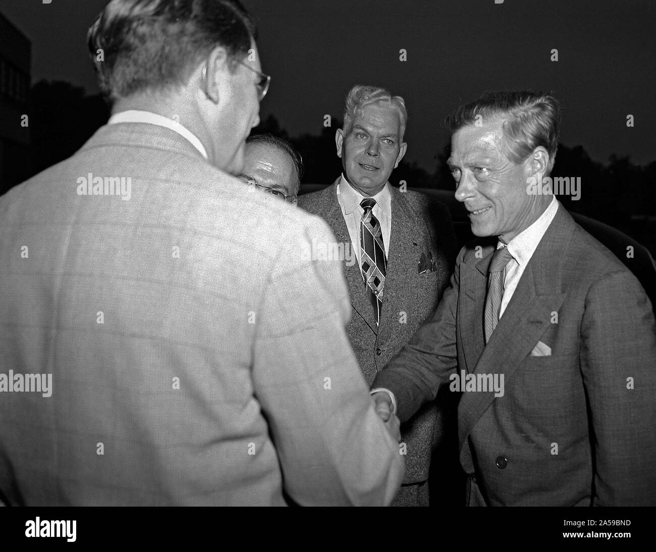 Edward Saxe-Coburg-Gotha, the Duke of Windsor, visits the National Advisory Committee for Aeronautics (NACA) Lewis Flight Propulsion Laboratory in Cleveland, Ohio. Stock Photo