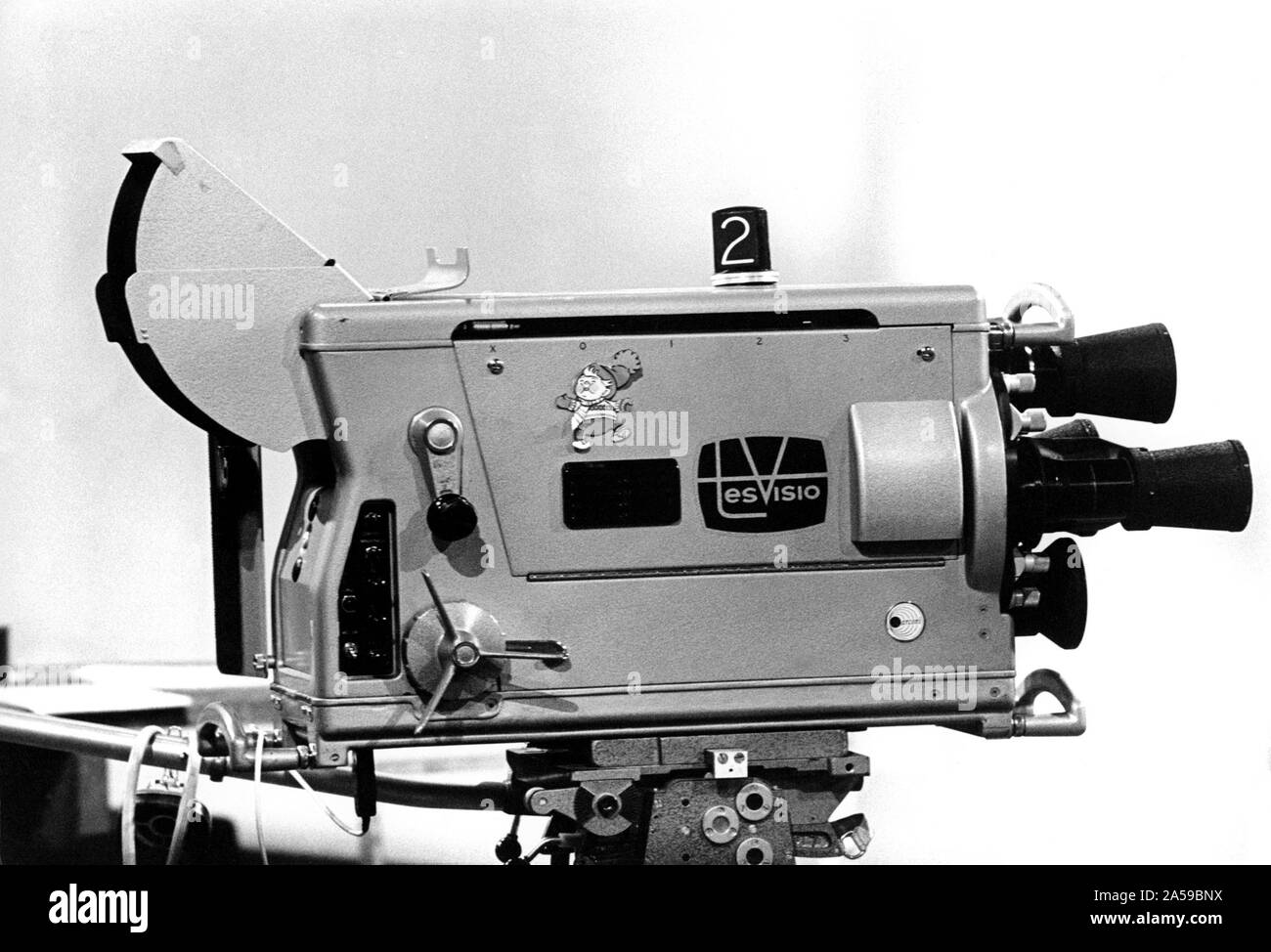 Tesvisio 1957-1965, the first television channel in Finland. Marconi merkkinen tv-kamera. Stock Photo