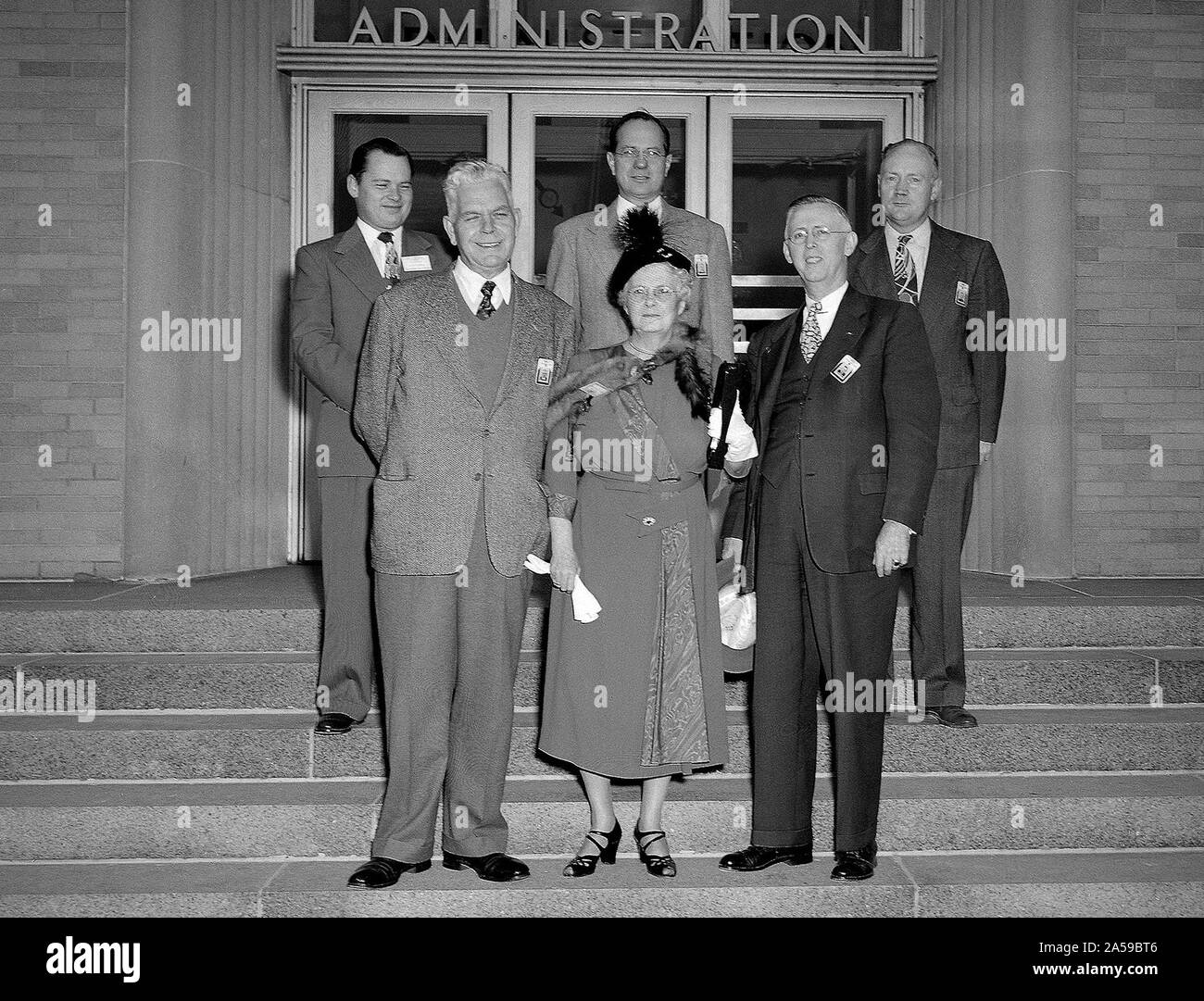 Myrtle Lewis and three of her sons visit the National Advisory Committee for Aeronautics (NACA) Lewis Flight Propulsion Laboratory in Cleveland, Ohio. Stock Photo