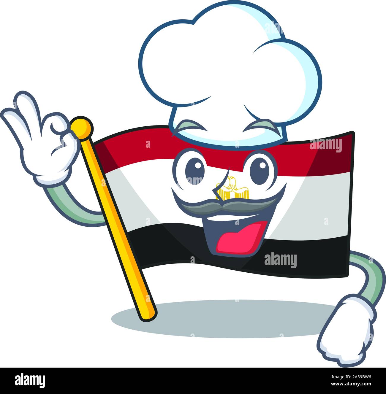 Chef flag egyptian flown on cartoon pole Stock Vector