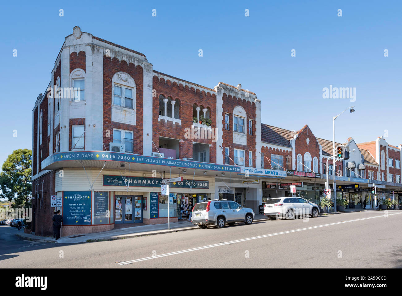 Multistory art deco buildings in Lindfield on Sydney, Australia's north