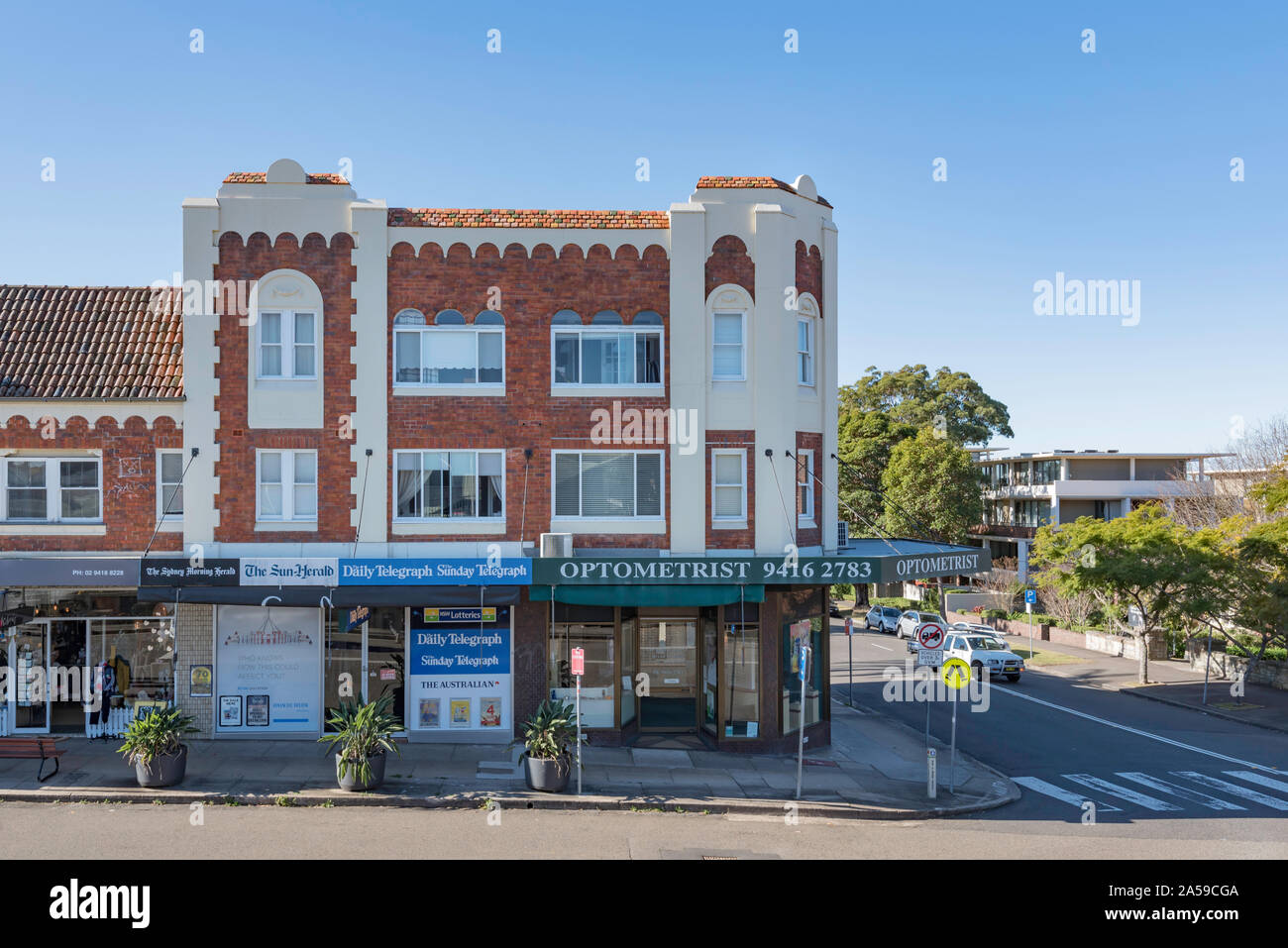 Multistory art deco buildings in Lindfield on Sydney, Australia's north
