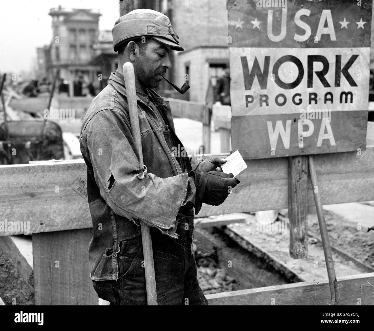 Worker with the WPA Work program USA ca. 1935-1939 Stock Photo