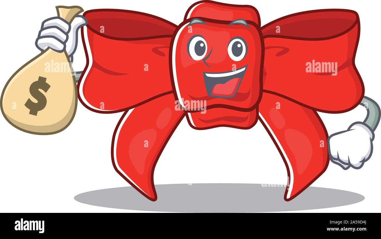 With money bag red ribbon bow on the cartoon Stock Vector Image & Art ...